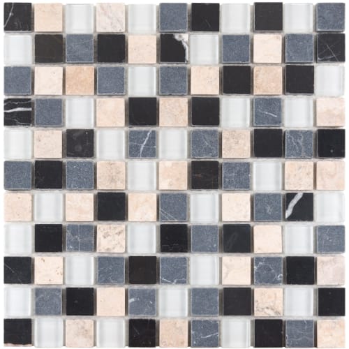 1" x 1" Collection in Shades Of Grey Glass Tile