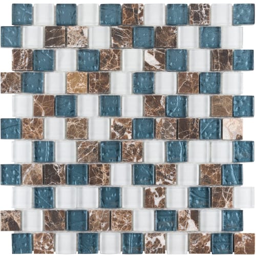 1" x 1" Offset Collection in Montego Bay Offset Glass Tile