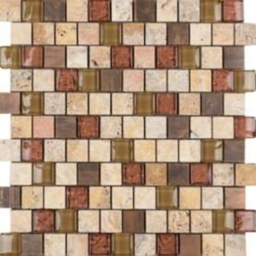1" x 1" Offset Collection in Durango Offset Glass Tile