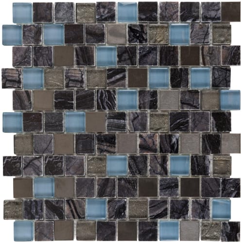 1" x 1" Offset Collection in Ravenous Offset Glass Tile