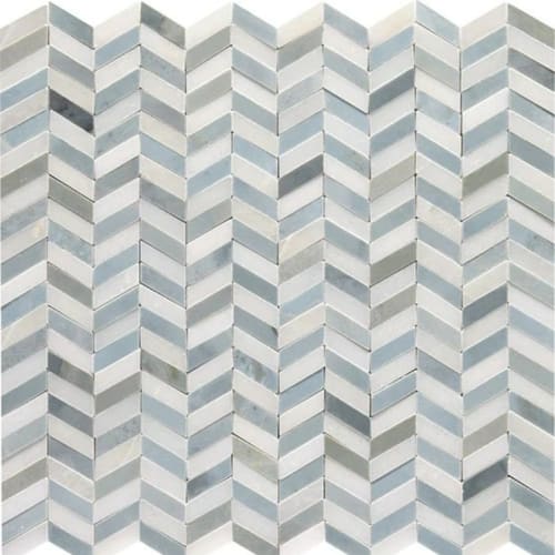 Candora in White & Blu Bln Chevron Natural Stone