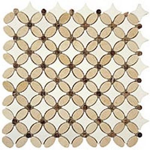 Flower in Crema Marfil-Emperador Dark-Thassos White Natural Stone
