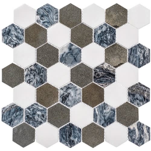 Colonial in Presidential Grey 2" Hex Natural Stone