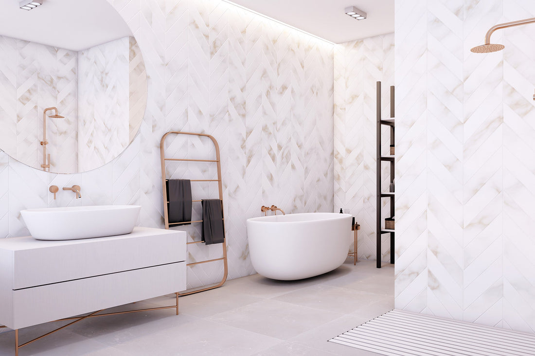 tile in modern light bathroom