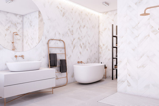 tile in modern light bathroom