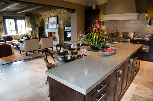 large format tile in modern kitchen