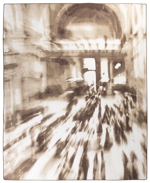 Morning Commute -Sepia in Sepia Area Rugs
