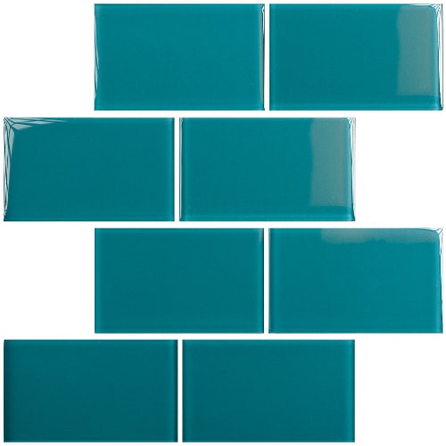 Subway in Teal 3" X 6" Glass Tile
