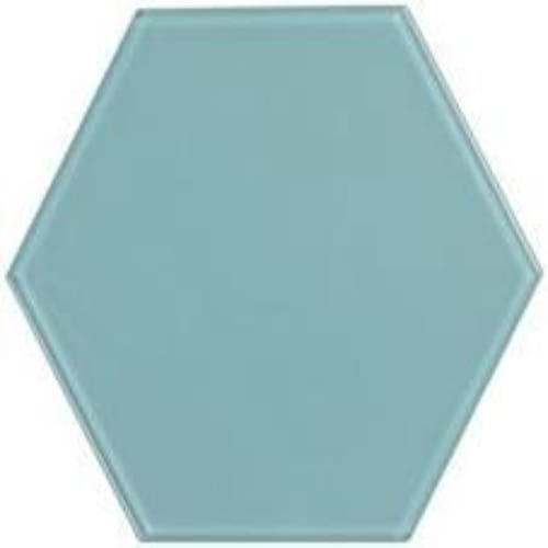Glass Hexagon in Blue Bell Glass Tile