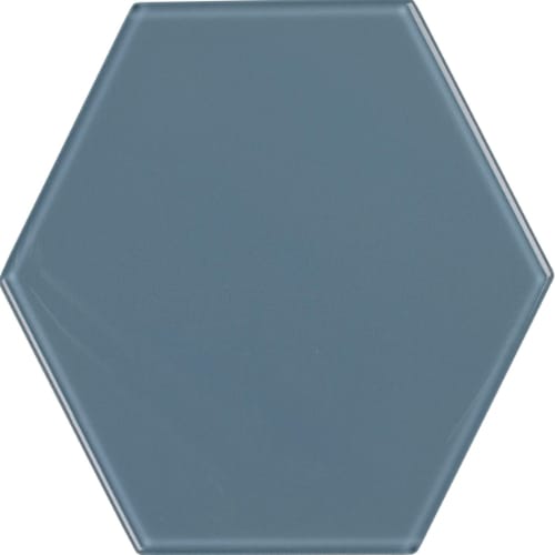 Glass Hexagon in Downpour Glass Tile