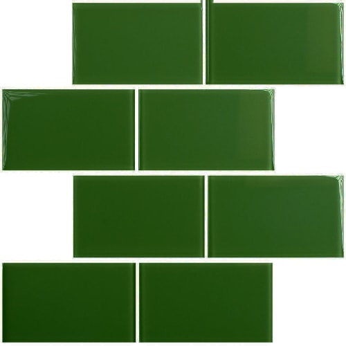 Subway in Emerald Green 3" X 6" Glass Tile
