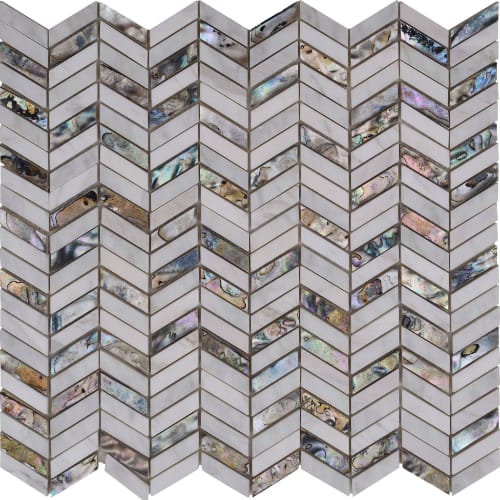 North Shore - Chevron in Black Sand Beach Glass Tile