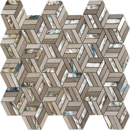 North Shore - Hexagon in Black Sand Beach Glass Tile