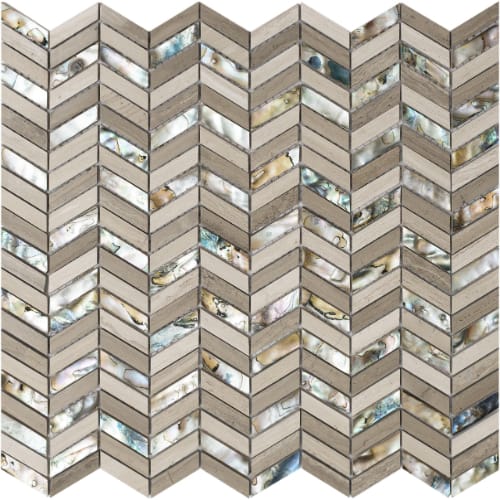 North Shore - Chevron in White Sand Glass Tile