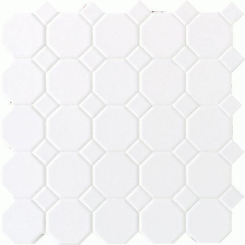 Octagon & Dot in Matte White With 01 White Matte Dot 2x2 Tile