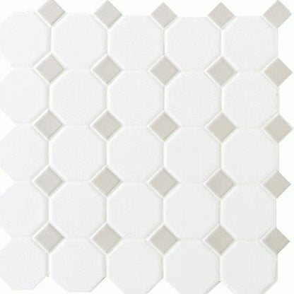 Octagon & Dot in Matte White With 44 Gray Gloss Dot 2x2 Tile