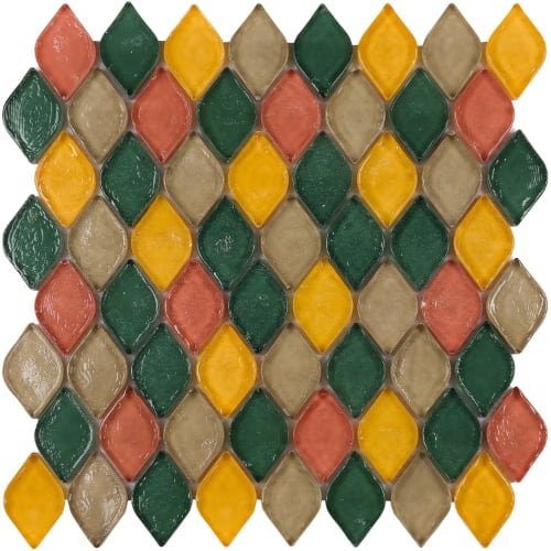 Falling Leaves in Golden Hour Glass Tile