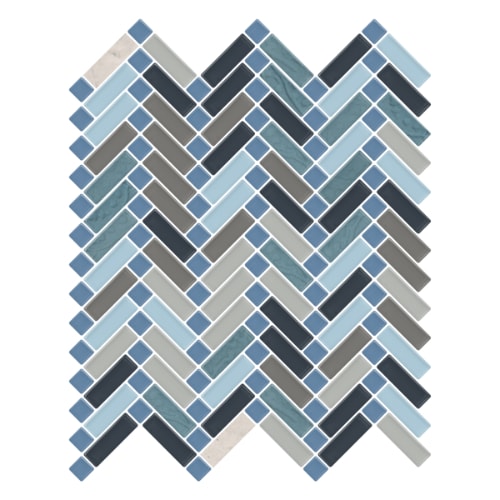 Stippled Herringbone in Mount Wrangell Glass Tile