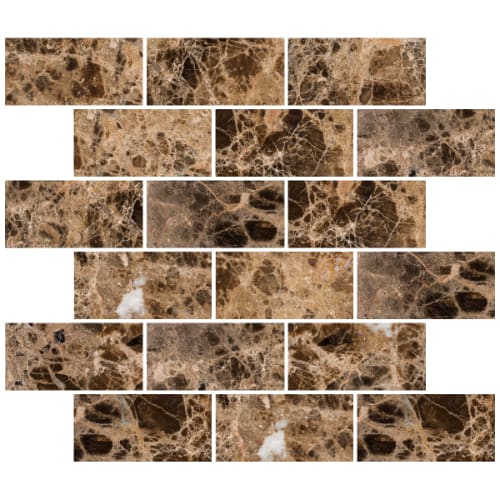 2" x 4" Brickset in Dark Emperador Glass Tile