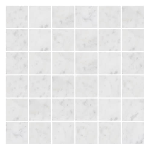2" x 2" Straightset in White Carrara Glass Tile