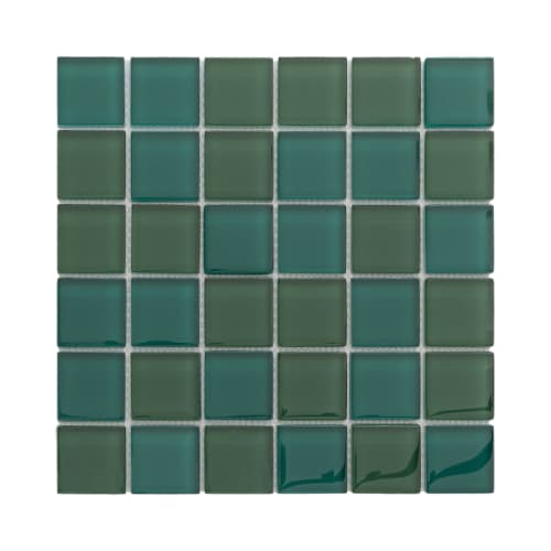 2" x 2" Straightset in Green Blend Glass Tile