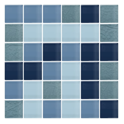 2" x 2" Straightset in Blue Blend Glass Tile