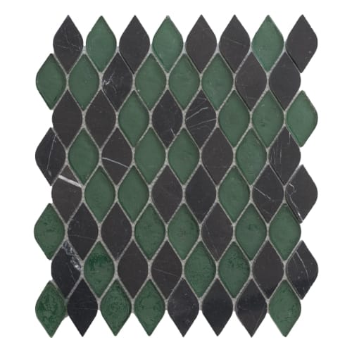 Falling Leaves in Evergreen Glass Tile