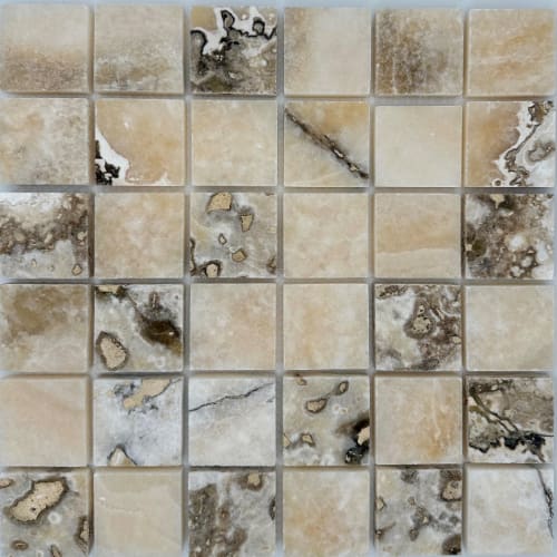 2" x 2" Straightset in Palisades – Travertine Onyx Glass Tile
