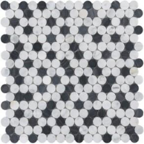 Button in Black N White Glass Tile
