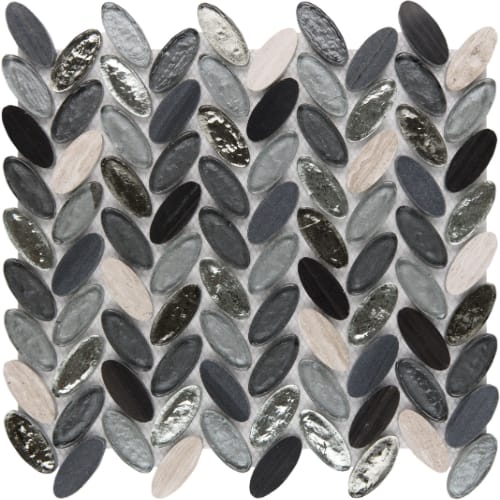 Elyptic Herringbone in Oxford Glass Tile