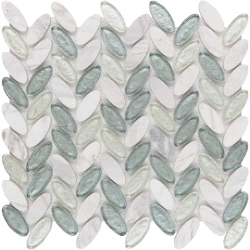 Elyptic Herringbone in Morningside Glass Tile