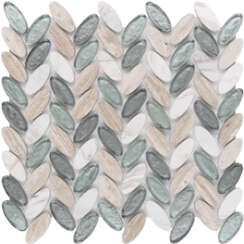 Elyptic Herringbone in Glenaiden Glass Tile