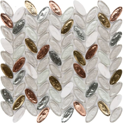 Elyptic Herringbone in Somerset Glass Tile