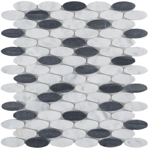 Elyptic Brickset in Black N White Glass Tile