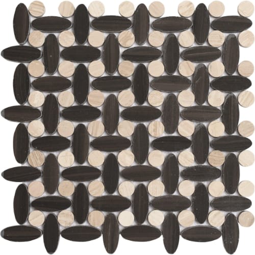 Elyptic Basketweave in Black Swan Glass Tile