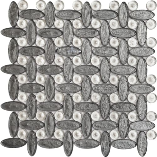 Elyptic Basketweave in Grey Poupon Glass Tile