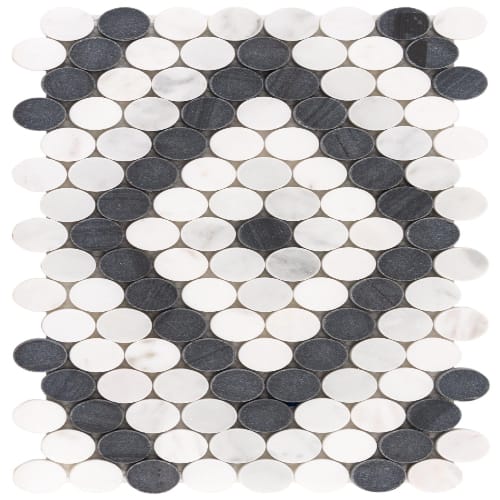 Designer Diamond - Stone in Black N White Glass Tile