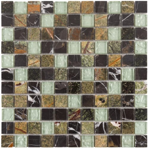1" x 1" Collection in Mint Chocolate Glass Tile