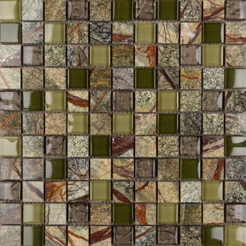 1" x 1" Collection in Wild Forest Glass Tile