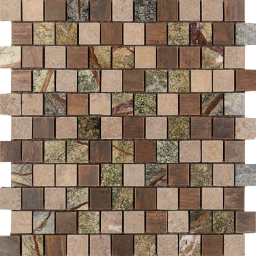 1" x 1" Offset Collection in Copper Amazon Offset Glass Tile