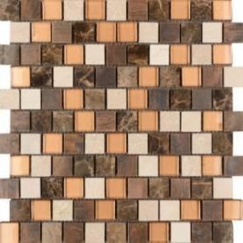 1" x 1" Offset Collection in Copper Sunshine Offset Glass Tile