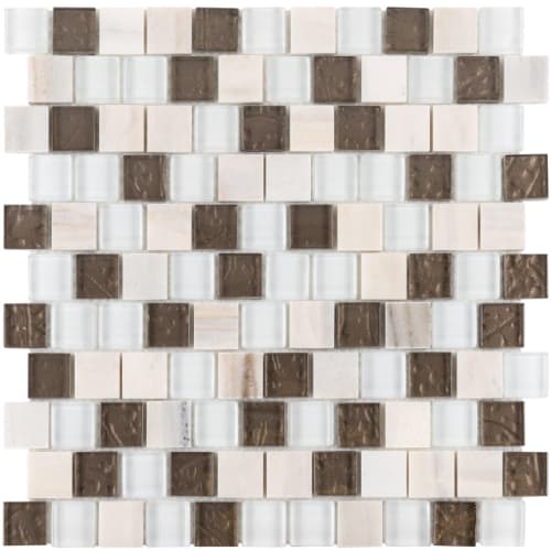 1" x 1" Offset Collection in Frozen Tundra Offset Glass Tile