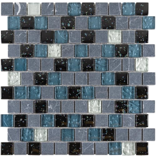 1" x 1" Offset Collection in Meteor Shower Offset Glass Tile