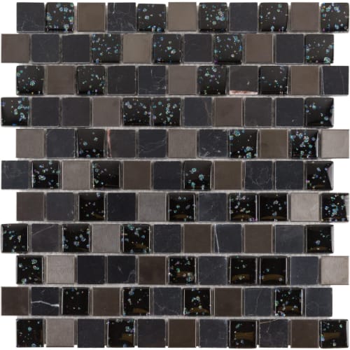 1" x 1" Offset Collection in Midnight Galaxy Offset Glass Tile