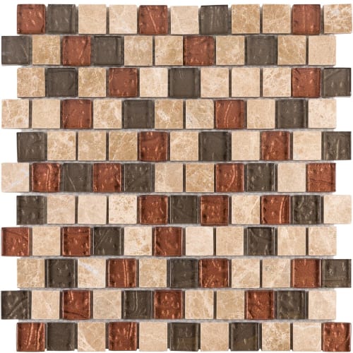 1" x 1" Offset Collection in Rum Raisin Offset Glass Tile