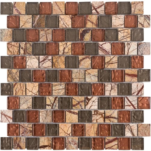 1" x 1" Offset Collection in Sedona Sunset Offset Glass Tile