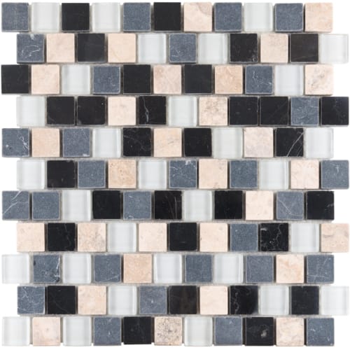1" x 1" Offset Collection in Shades Of Grey Offset Glass Tile