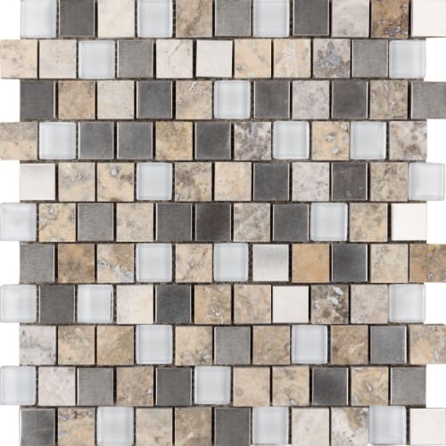 1" x 1" Offset Collection in Silver Lining Offset Glass Tile