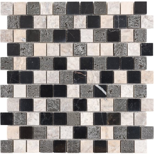 1" x 1" Offset Collection in Silver Mine Offset Glass Tile