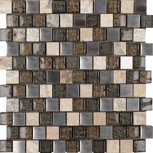 1" x 1" Offset Collection in Platinum Whisper Offset Glass Tile